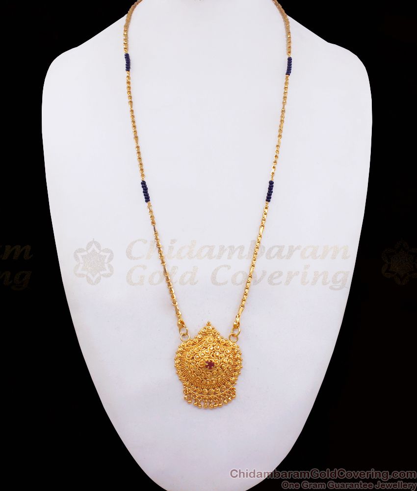 Chandabali Design Gold Dollar Chain Karugamani Pattern BGDR891