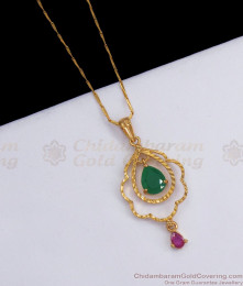 College Wear Stylish Gold Plated Dollar Chain Emerald Stone BGDR897 College Wear Stylish Gold Plated Dollar Chain Emerald Stone BGDR897