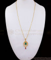 College Wear Stylish Gold Plated Dollar Chain Emerald Stone BGDR897