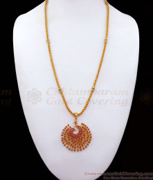  Full Ruby Stone Gold Plated Dollar Chain Peacock Design BGDR905