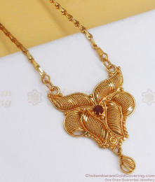 Calcutta Gold Plated Dollar Chain Single Ruby Stone BGDR912 Calcutta Gold Plated Dollar Chain Single Ruby Stone BGDR912