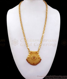 Karnataka Traditional Pattern Red Coral Gold Plated Dollar With Chain BGDR922 Karnataka Traditional Pattern Red Coral Gold Plated Dollar With Chain BGDR922