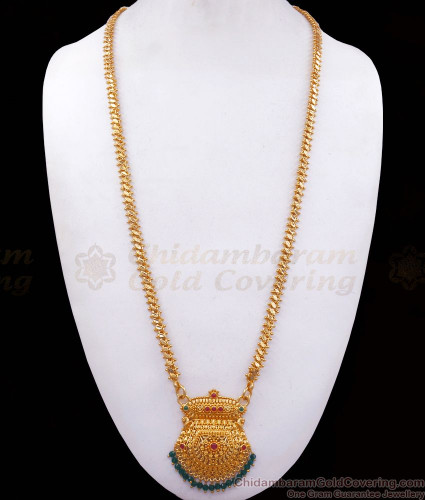 30 inches Long One Gram Gold Dollar Chain For Women Traditional Wear BGDR924
