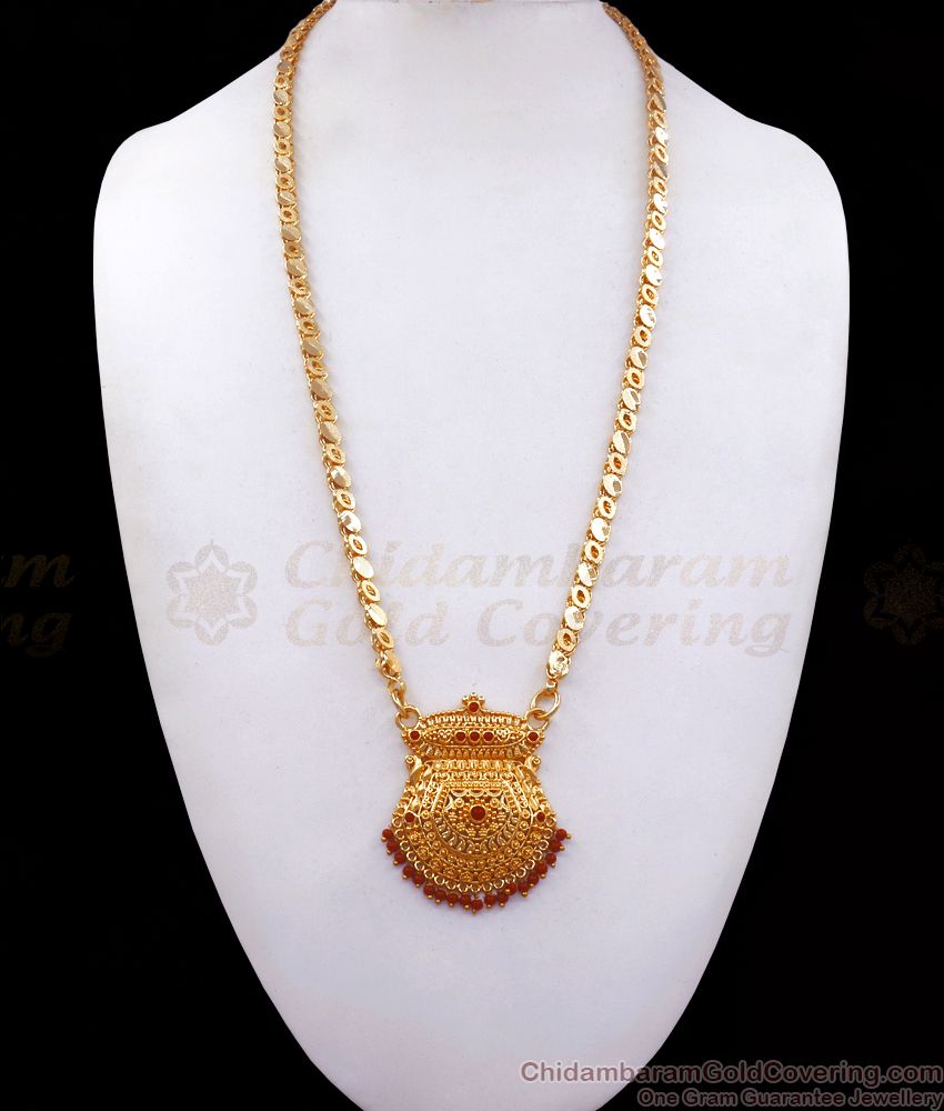 Red Coral Stone Gold Imitation Dollar Chain Shop Online BGDR925