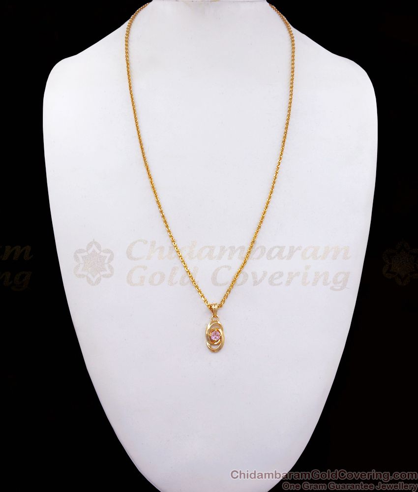 Rose Gold Quartz Gemstone One Gram Gold Plated Dollar Chain BGDR931