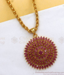 Full Ruby Stone Dollar Floral Design One Gram Gold Beaded Chain BGDR932 Full Ruby Stone Dollar Floral Design One Gram Gold Beaded Chain BGDR932