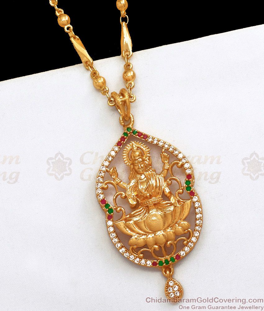 Traditional Gold Plated Lakshmi Dollar Chain Multi Stone BGDR934