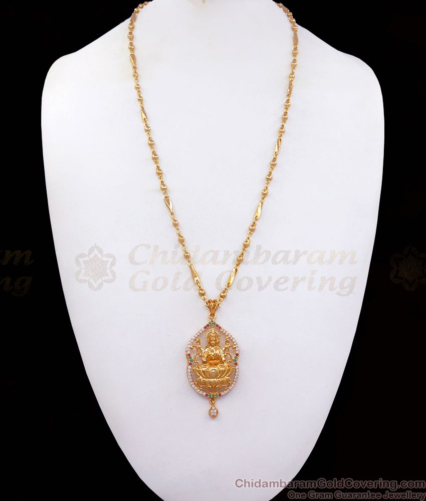 Traditional Gold Plated Lakshmi Dollar Chain Multi Stone BGDR934