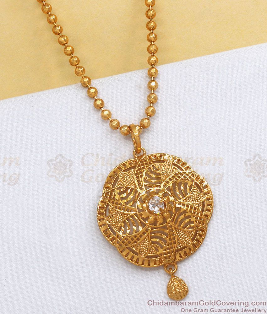 Gold Plated Dollar With Gold Beaded Chain Daily Wear BGDR935