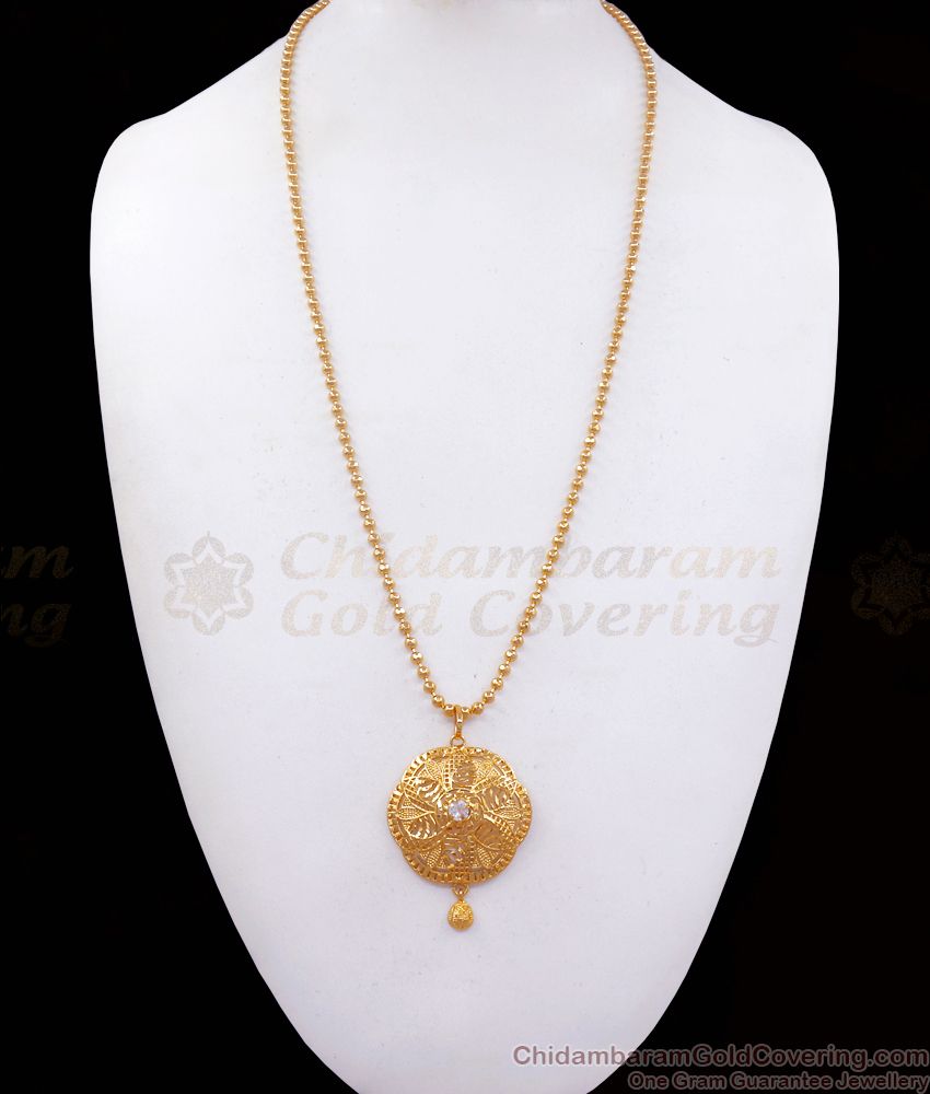 Gold Plated Dollar With Gold Beaded Chain Daily Wear BGDR935