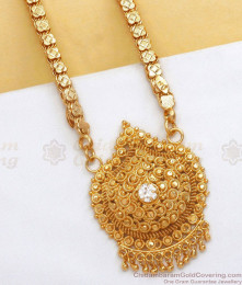 1 Gram Gold Dollar With Chain White Stone Collection BGDR937 1 Gram Gold Dollar With Chain White Stone Collection BGDR937