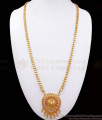 30 Inch Long Gold Plated Peacock Dollar Chain Ruby White Stone BGDR942