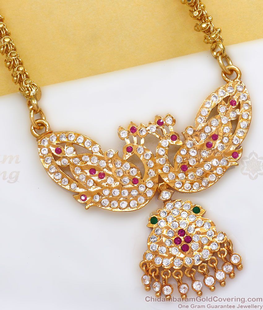 5 Metal Impon Dollar Chain Peacock Design Multi Stone Collection BGDR950