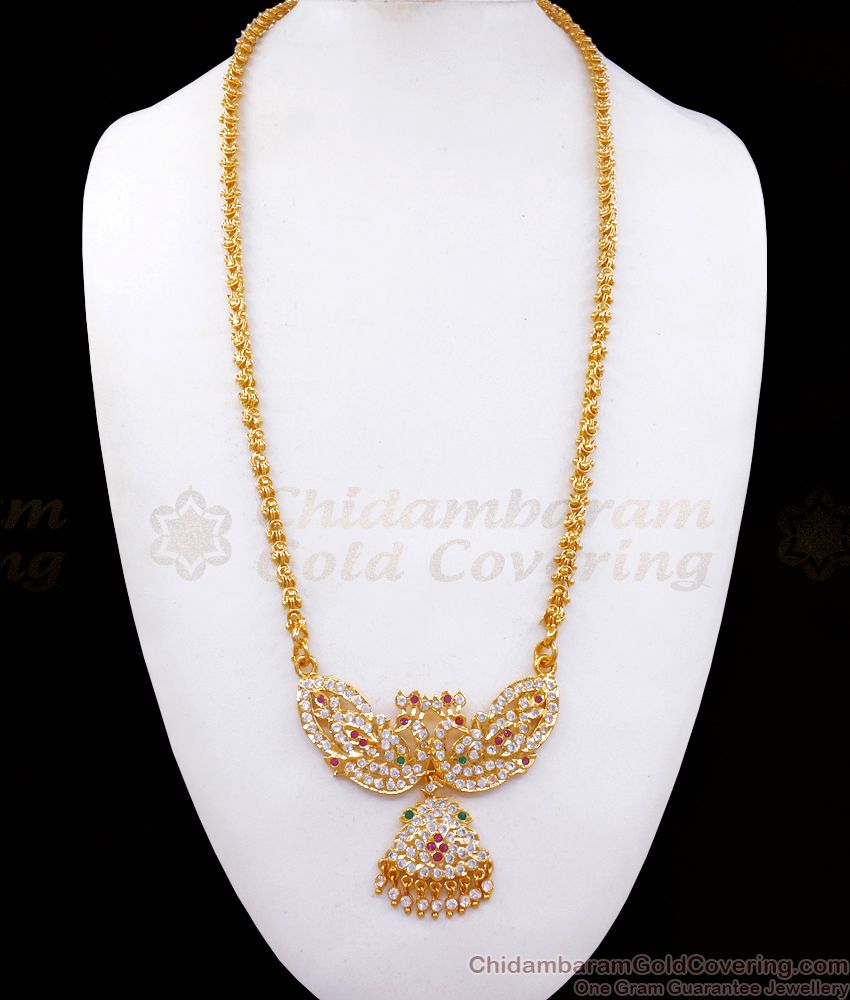 5 Metal Impon Dollar Chain Peacock Design Multi Stone Collection BGDR950