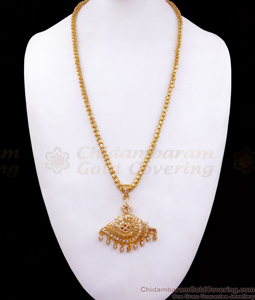 Gati Stone Vishnu Sangu Design Impon Gold Dollar Chain Collections BGDR961