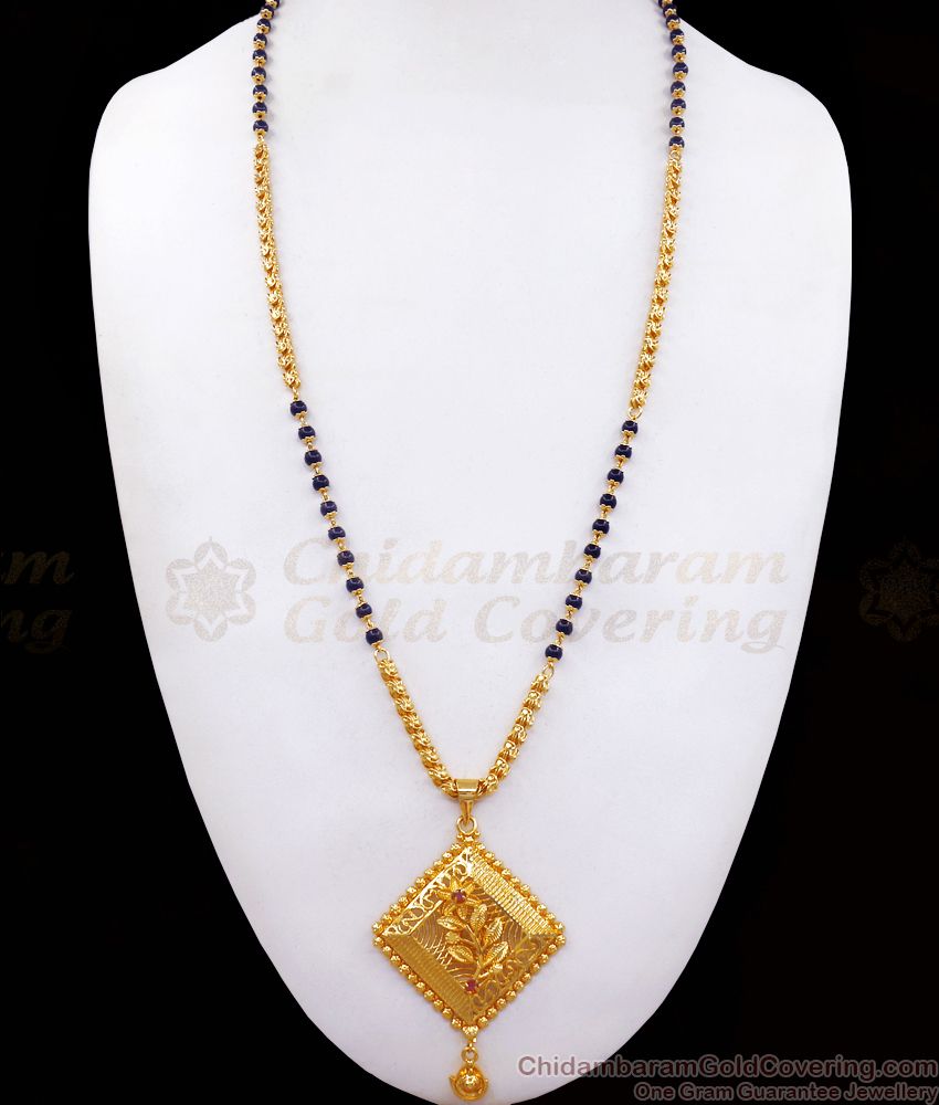 30 Inches Long Black Beads Gold Mangalsutra Dollar Chain Design BGDR967