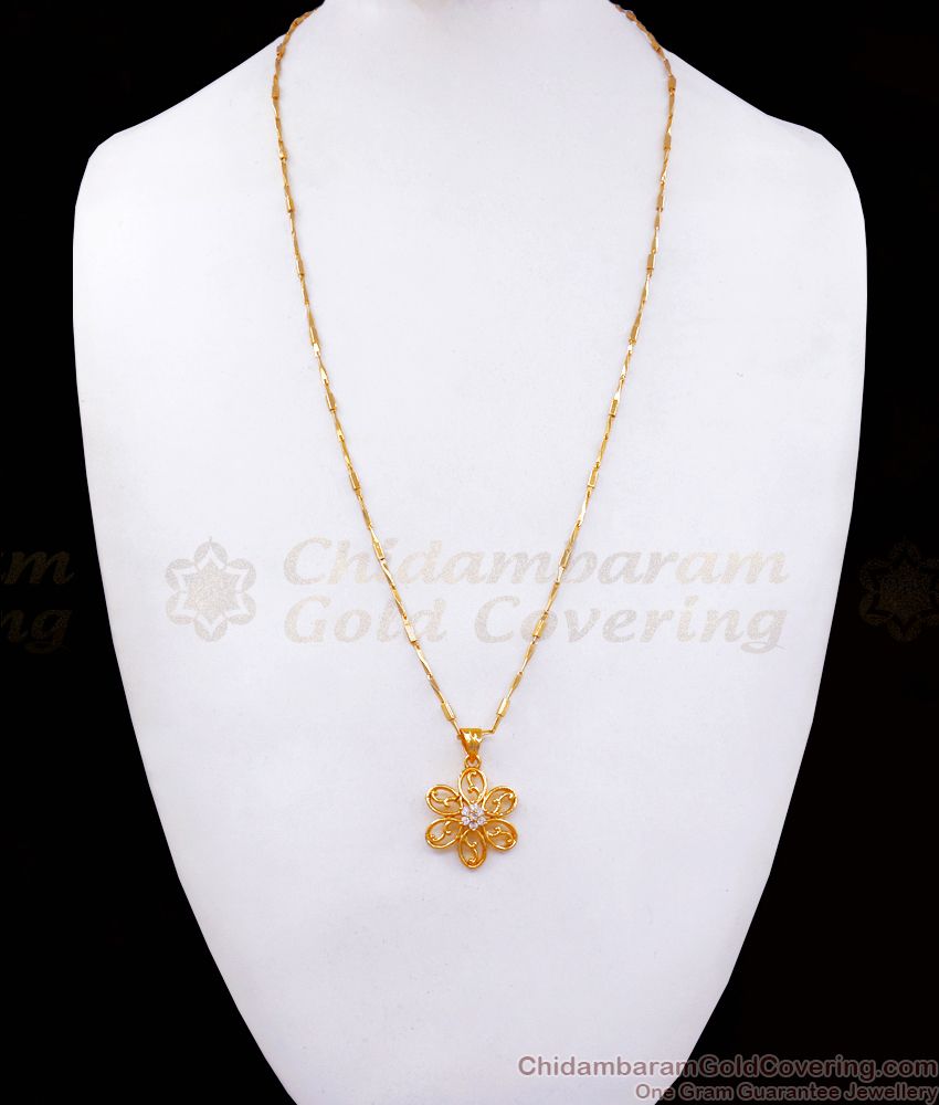 Thin Chain AD White Stone Pendant Shop Online BGDR982