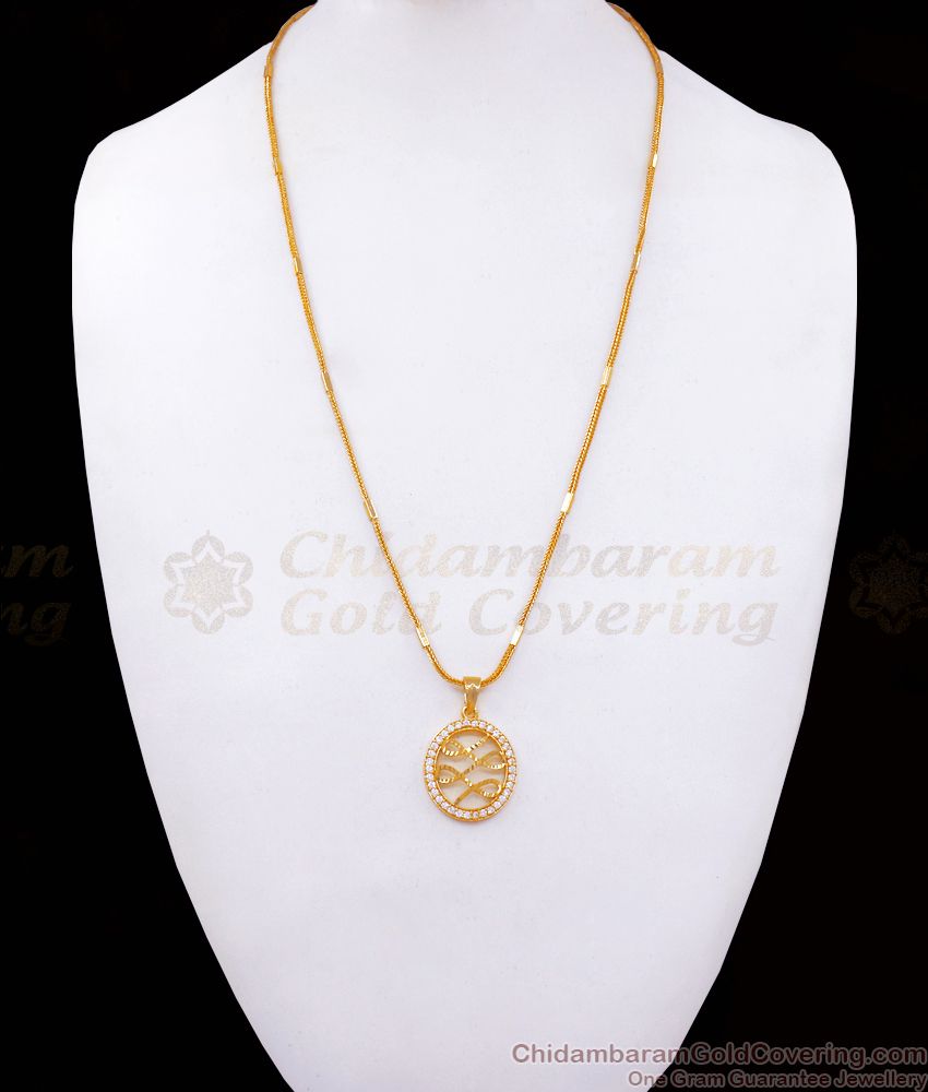 Light Weight Gold Imitation Pendant Chain White Stone Design BGDR983