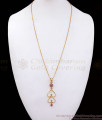 Dual Heart Pendant Gold Chain Ruby Stone Floral Design BGDR984