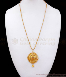 Ruby Floral Gold Pendant Chain Daily Wear Collections BGDR987 Ruby Floral Gold Pendant Chain Daily Wear Collections BGDR987