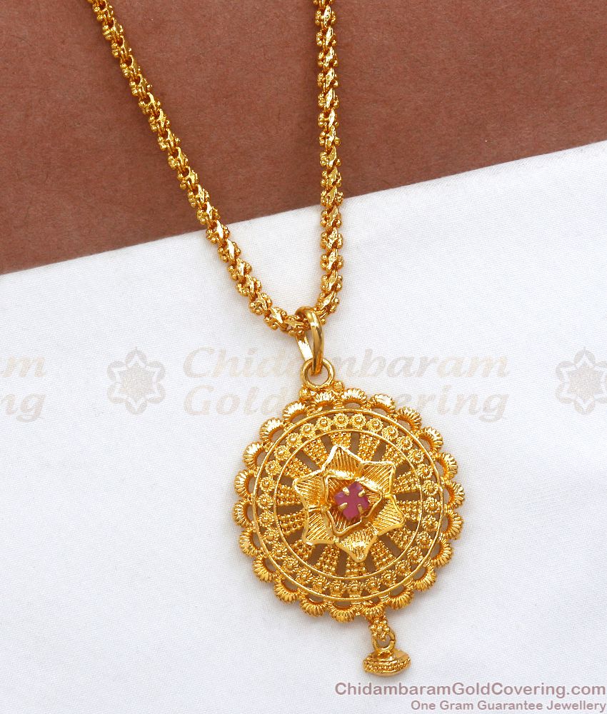 Buy Latest Gold Pattern Floral Pendant Cubic Chain Shop Online BGDR989