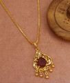 Stunning Ruby Stone Lucky Pendant Chain Gold Plated Jewelry BGDR991
