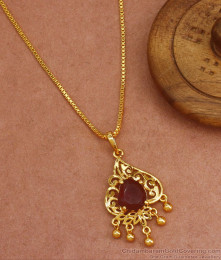 Stunning Ruby Stone Lucky Pendant Chain Gold Plated Jewelry BGDR991 Stunning Ruby Stone Lucky Pendant Chain Gold Plated Jewelry BGDR991