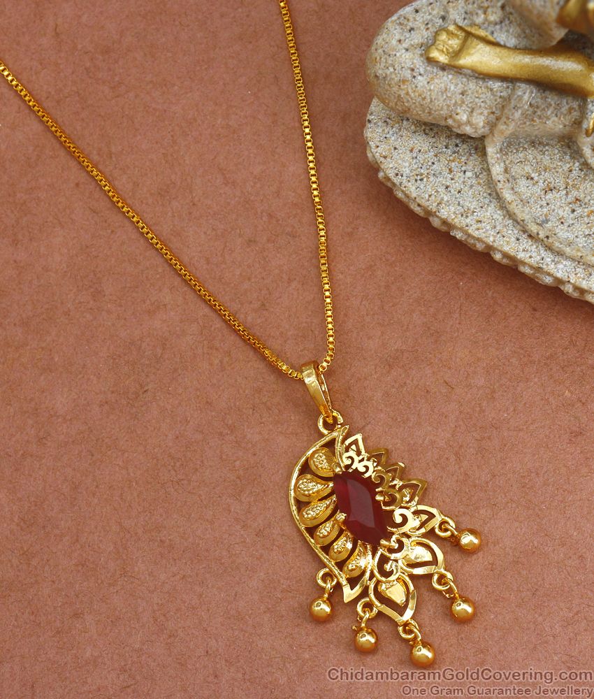 Buy Attractive Gold Plated Dollar Chain With Ruby Stone Design BGDR992