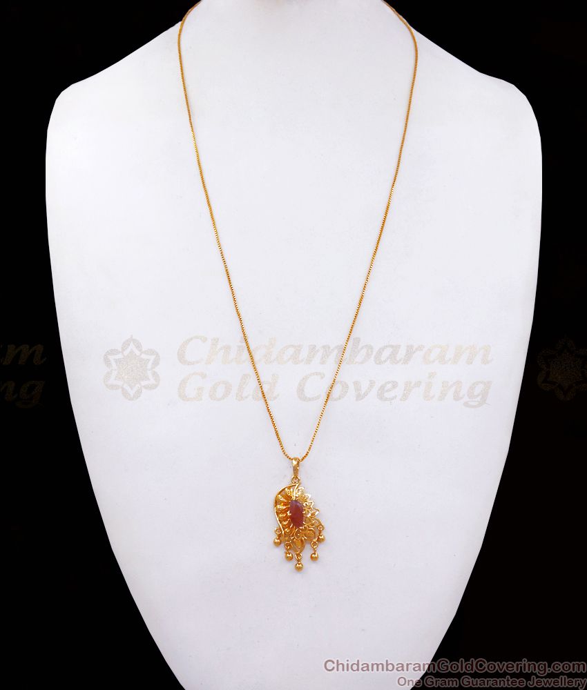 Buy Attractive Gold Plated Dollar Chain With Ruby Stone Design BGDR992