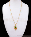 One Gram Gold Emerald Stone Pendant Chain Shop Online BGDR993