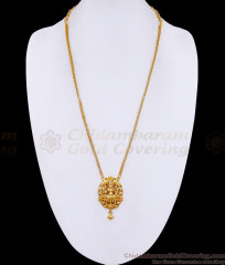 Plain One Gram Gold Lakshmi Dollar With Thin Chain For Women HR3767 Plain One Gram Gold Lakshmi Dollar With Thin Chain For Women HR3767