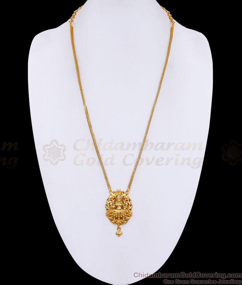 Plain One Gram Gold Lakshmi Dollar With Thin Chain For Women HR3767 Plain One Gram Gold Lakshmi Dollar With Thin Chain For Women HR3767