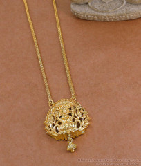 Goddess Lakshmi Motif Micro Gold Polish Dollar Chain For Wedding HR3770