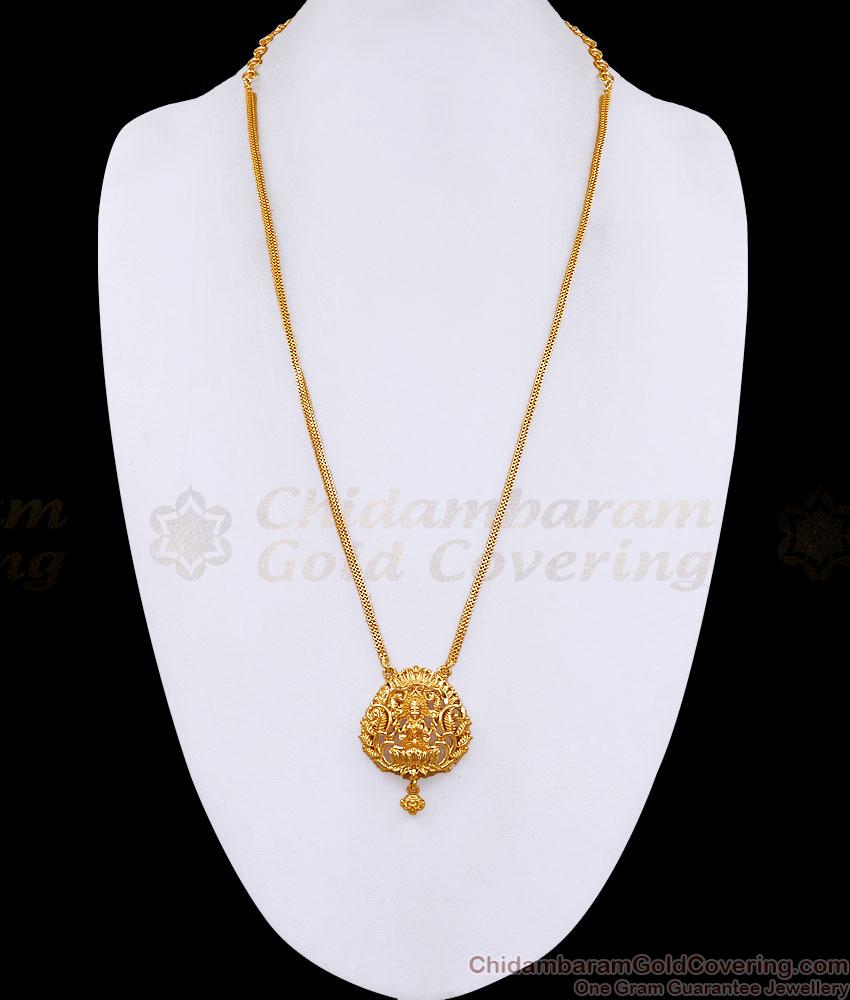 Goddess Lakshmi Motif Micro Gold Polish Dollar Chain For Wedding HR3770 Goddess Lakshmi Motif Micro Gold Polish Dollar Chain For Wedding HR3770