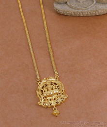 Premium Quality One Gram Gold Plated Gajalakshmi Pendant Long Chain Design HR3771