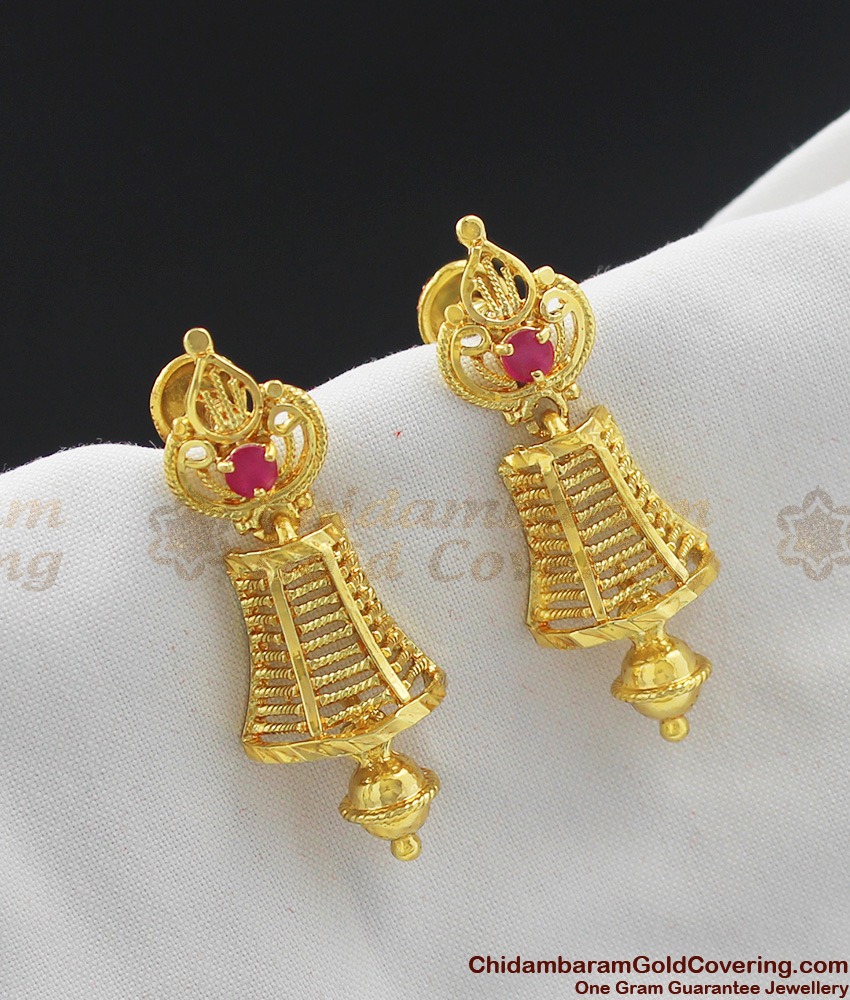 Bell Shaped Dangler Type Gold Design Earrings Online ER1009