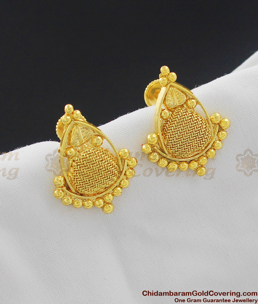 Gold Tone Stud Earrings for Office Wear Daily Use ER1013
