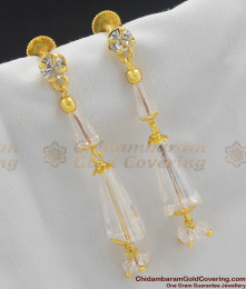 Fancy Gold Touch White Crystal Danglers Long Earrings ER1018 Fancy Gold Touch White Crystal Danglers Long Earrings ER1018