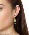 Fancy Gold Touch Green Crystal Danglers Long Earrings ER1019
