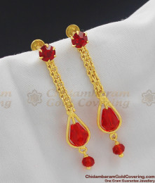 Best Selling Gold Plated Red Crystal Titanic Earrings ER1021 Best Selling Gold Plated Red Crystal Titanic Earrings ER1021