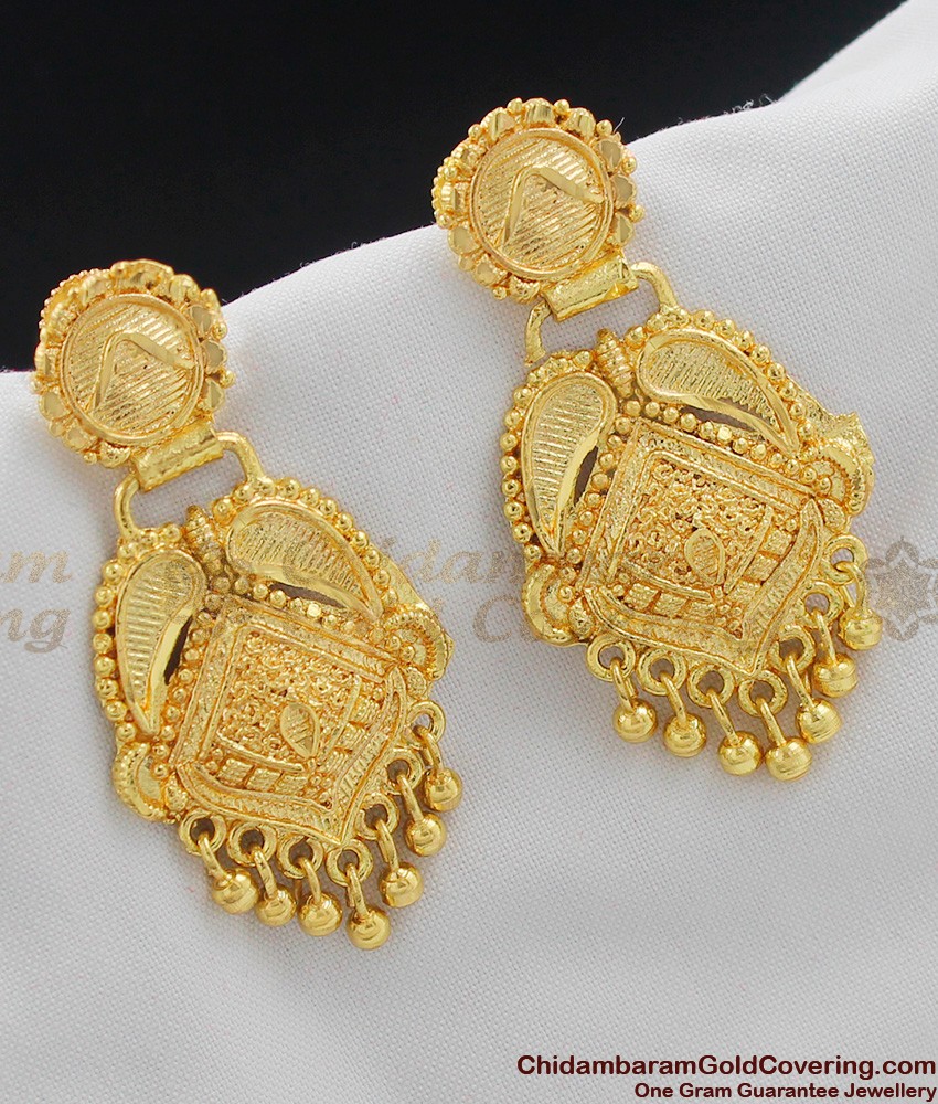 Gold Inspired Plain Big Danglers for Marriage Function ER1028