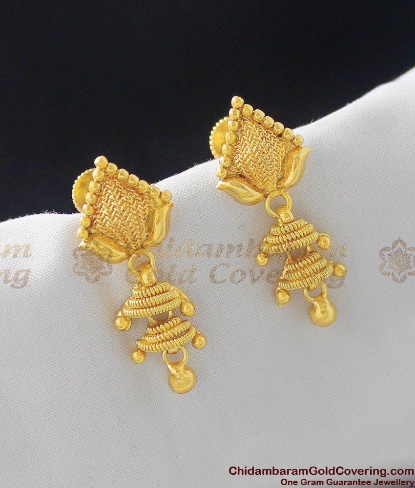 Light Weight Double Jhumka Gold Earrings For Girls ER1056