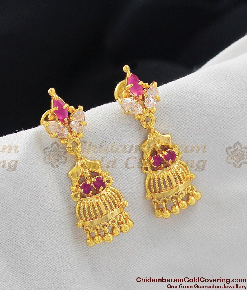 Ruby Multicolor Stone Gold Design Dangler ER1065