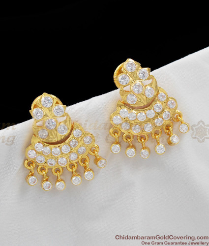 18K Gold Diamond Jhumkas - Diamond Dangle Earrings with Color Stones &  Pearls - 235-DER1288 in 11.650 Grams
