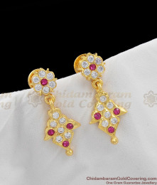 Impon Gold Earring With Pink And White Stone Stud Type Online Shopping ER1080 Impon Gold Earring With Pink And White Stone Stud Type Online Shopping ER1080