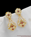 Impon Gold Earring With Pink And White Stone Earring Stud Model ER1084