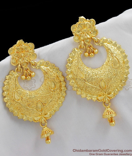 1 Gm Gold Plated 4.5'' Long Very Big Wedding Indian Extra Ordinary Earrings f 