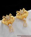 Unique Peacock Design White Crystal Stone Gold Inspired Stud For Ladies ER1099