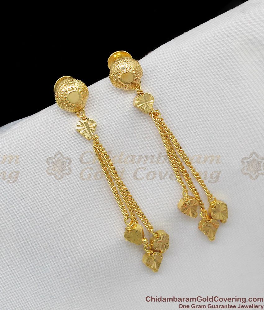 Trendy Rain Dropping Heart Design Gold Dangler For Ladies ER1108