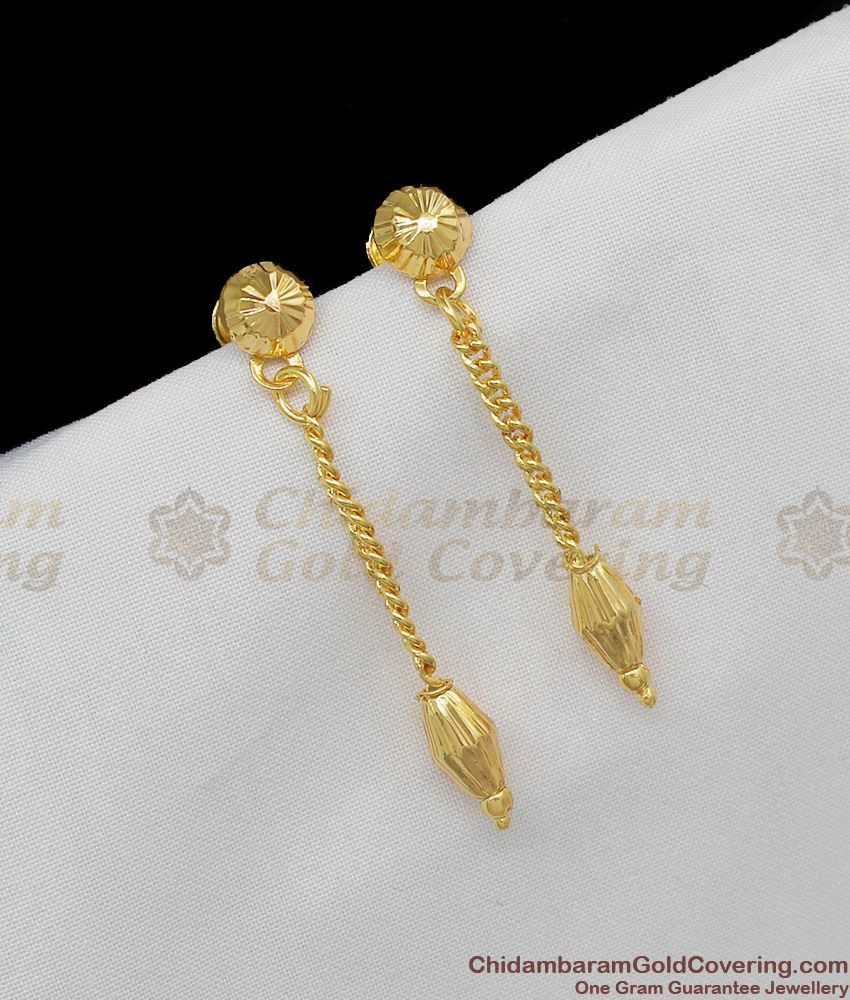 Single Line Gold Plated Dangler For Ladies Regular Wear ER1109